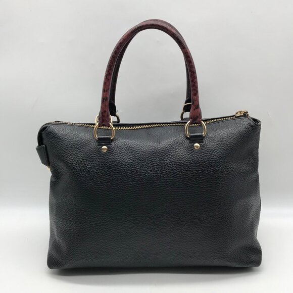 Coach Black Colorblock Pebbled Leather Emma Satchel Bag F34280 - Picture 2 of 11